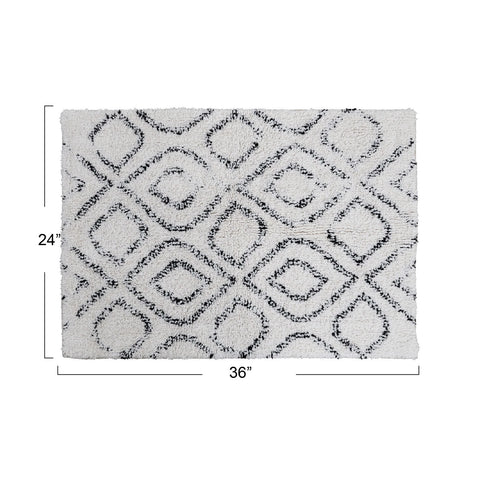 Cotton Tufted Bath Mat with Diamond Pattern