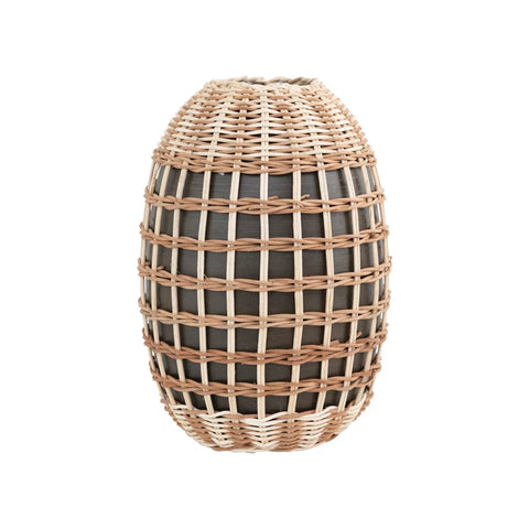 Decorative Hand-Woven Seagrass and Bamboo Wrapped Vase