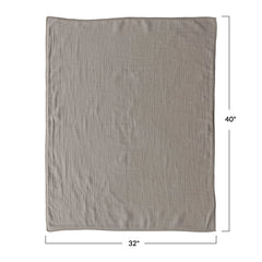 Cotton Double Cloth Baby Blanket w/ Trim in Bag, Taupe