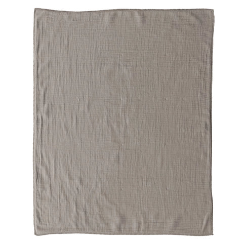 Cotton Double Cloth Baby Blanket w/ Trim in Bag, Taupe