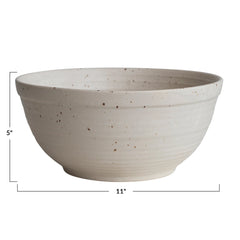 2-1/2 Quart Stoneware Bowl, Cream Color Speckled