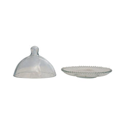 Glass Cloche w/ Hobnail Edge Tray