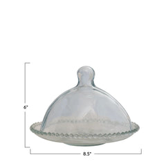 Glass Cloche w/ Hobnail Edge Tray