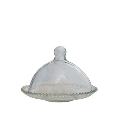 Glass Cloche w/ Hobnail Edge Tray