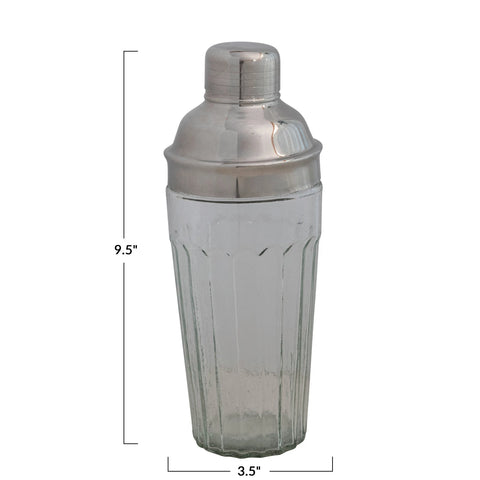 Glass Cocktail Shaker w/ Stainless Steel Top