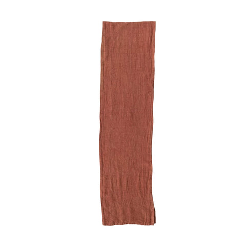 Stonewashed Linen Table Runner, rust color