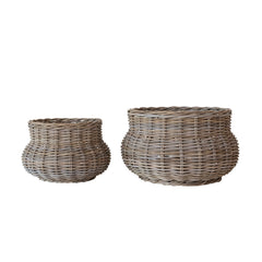 Hand-Woven Rattan Planters,  (Holds 18" & 16" Pots)