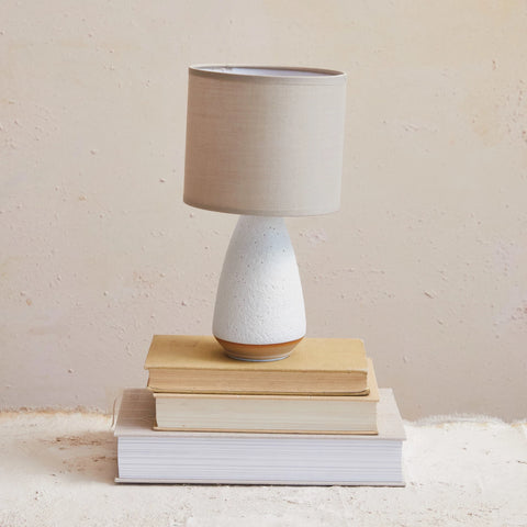 Coarse Stoneware Table Lamp w/ Linen Shade