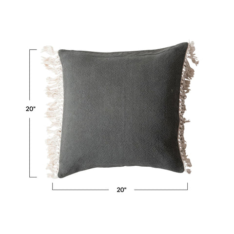 20" Square Cotton Pillow w/ Fringe