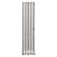 Woven Cotton Blend Striped Table Runner with Braided Tassels