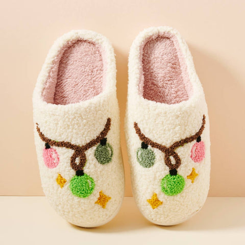 Frem - Christmas Lightbulbs Home Slippers: Multi / Large