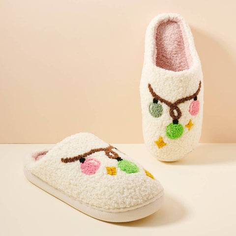 Frem - Christmas Lightbulbs Home Slippers: Multi / Medium