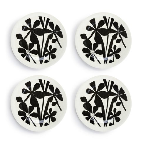 Bold Floral Melamine Appetizer Plates - Set of 4