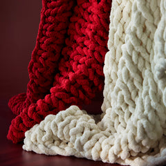 Chunky Knit Throw Blanket - Cranberry