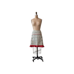 Cotton Printed Half Apron w/ Christmas Tree Pattern, Pocket & Ruffle