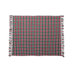 Brushed Cotton Flannel Throw w/ Fringe, Red, Green & White Gingham