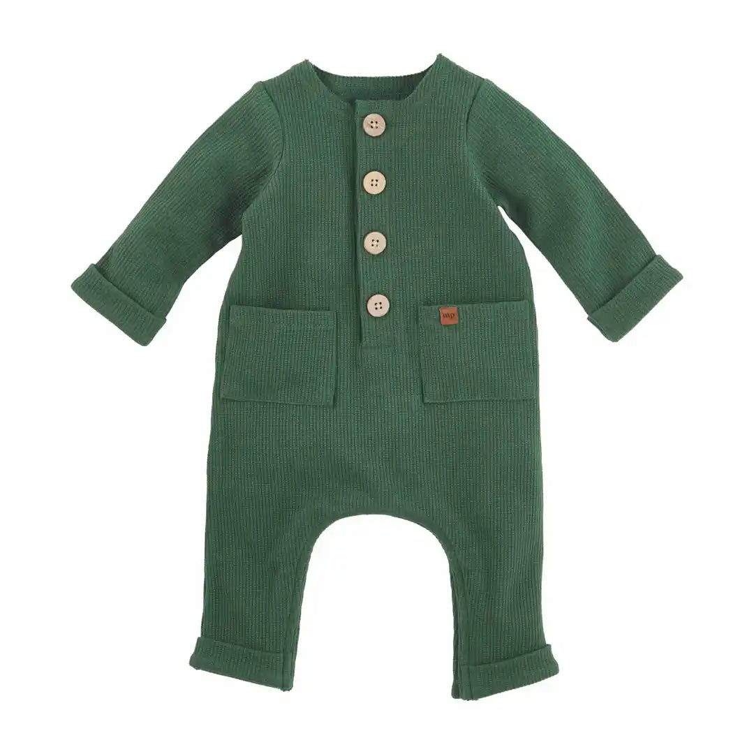 GREEN WAFFLE KNIT BABY BODYSUIT