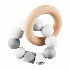 SILICONE AND WOOD TEETHING RING