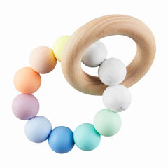 SILICONE AND WOOD TEETHING RING