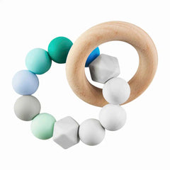 SILICONE AND WOOD TEETHING RING