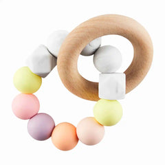 SILICONE AND WOOD TEETHING RING