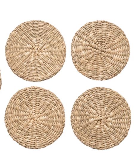 Hand-Woven Seagrass Coasters, Set of 4