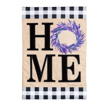 HOME Lavender Wreath Garden Burlap Flag