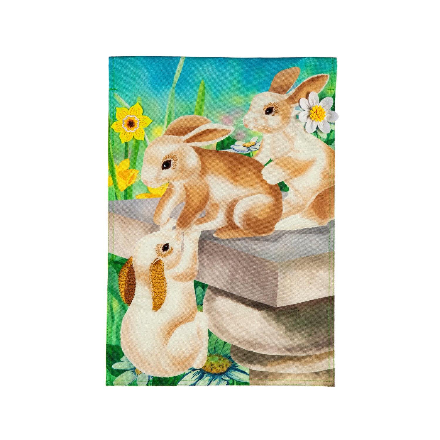 Bunny Playmates Garden Linen Flag