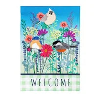 Wild Flowers Welcome Garden Linen Flag