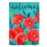 Red Poppies Garden Suede Flag