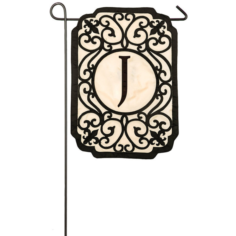 Monogram "J" Applique Garden Flag