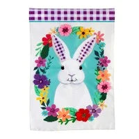 Gingham Bunny Garden Applique Flag