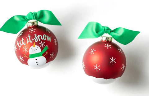 Snowman Let It Snow Glass Ornament