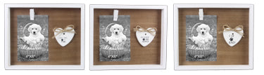 WOOD FRAMED WHITE WASHED PET 4X6 PHOTO CLIP