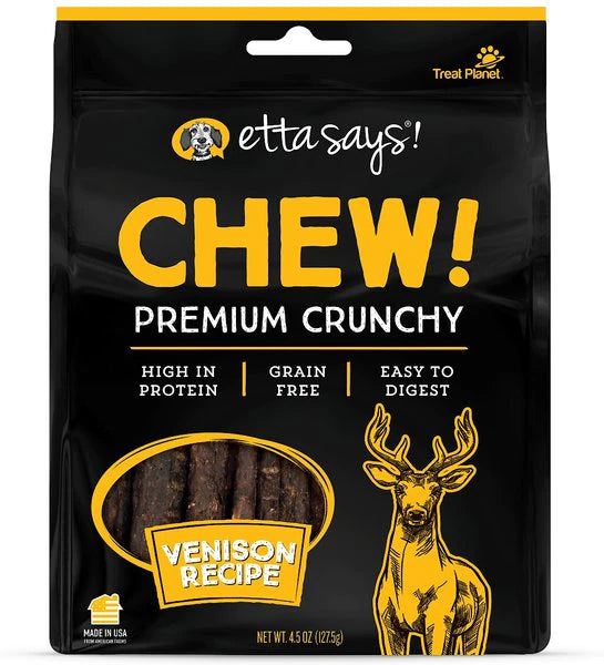 Etta Says! Chewy! Premium Crunchy Venison Recipe Grain-Free Dog Treats, 4.5-oz bag