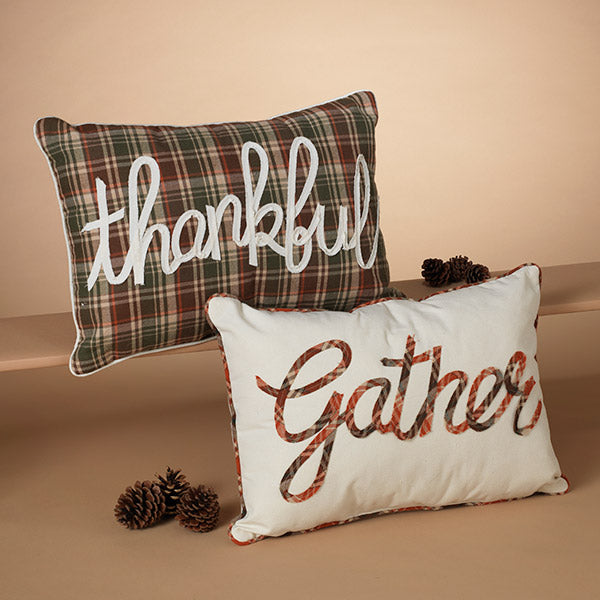 13" x 19" Fabric "Thankful" and "Gather" Pillow