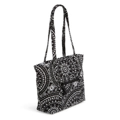 Small Vera Tote Bag Black Bandana Medallion