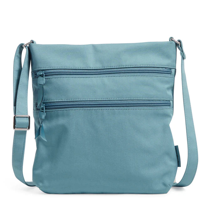 Triple Zip Hipster Crossbody Bag Recycled Cotton Reef Water Blue