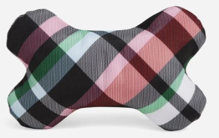 Dog Chew Bone Toy Ribbons Plaid