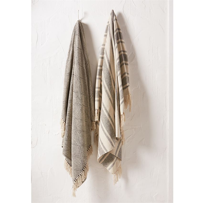 DIAMOND & STRIPE FRINGE THROWS