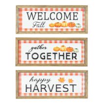 HAPPY FALL GATHER PLAID BLOCK 3 ASST.