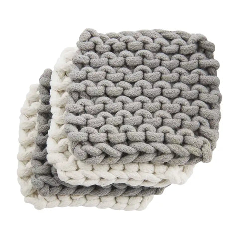 GRAY CROCHET COASTER SET