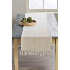 FRINGE OFF WHITE TABLE RUNNER