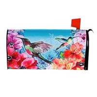 Bright Flowers and Hummingbirds Mailbox Cover