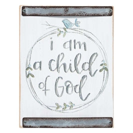 Child of God Wood Block Sign Blue