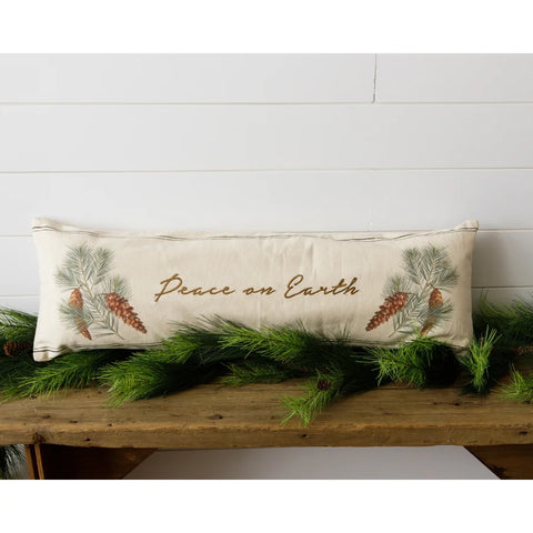 Embroidered Pillow - Peace On Earth