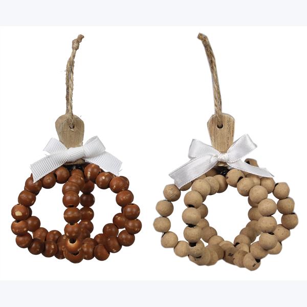 WOOD PUMPKIN SHAPED BLESSING BEADS TABLE TOP/WALL, 2 AST