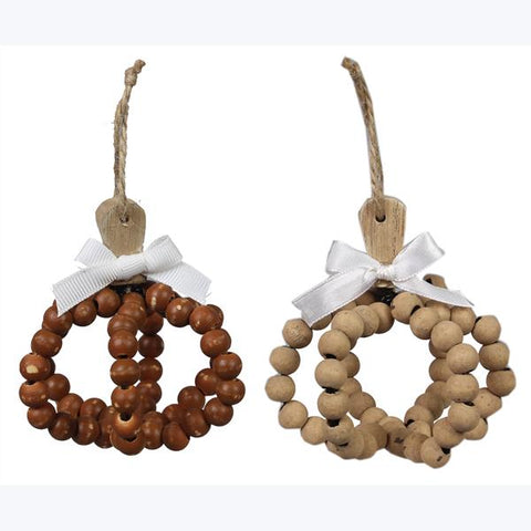 WOOD PUMPKIN SHAPED BLESSING BEADS TABLE TOP/WALL, 2 AST