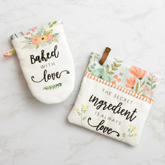 Oven Mitt And Pot Holder - Baked With Love