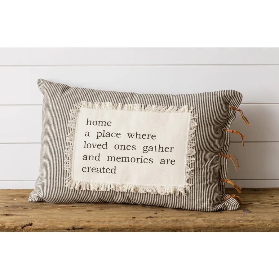 Pillow - Home Patch with Ticking Stripe